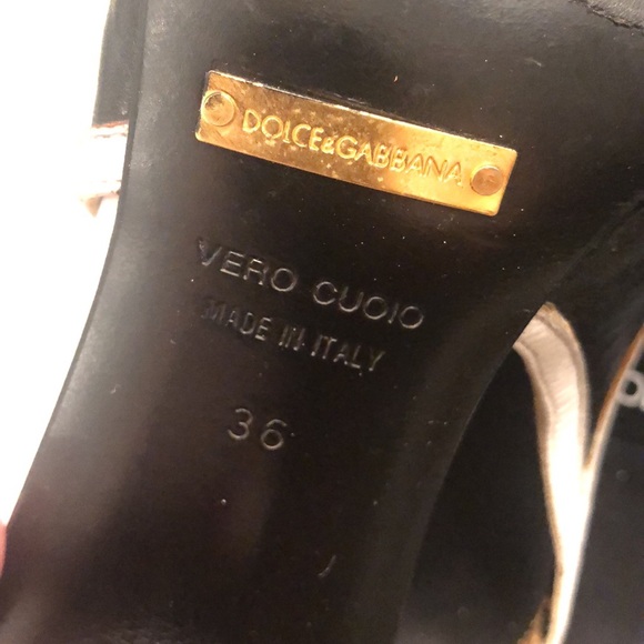 Dolce and Gabbana leather Black/White Tip Heels/leopard lining, size 36, 3” heel - Picture 4 of 11